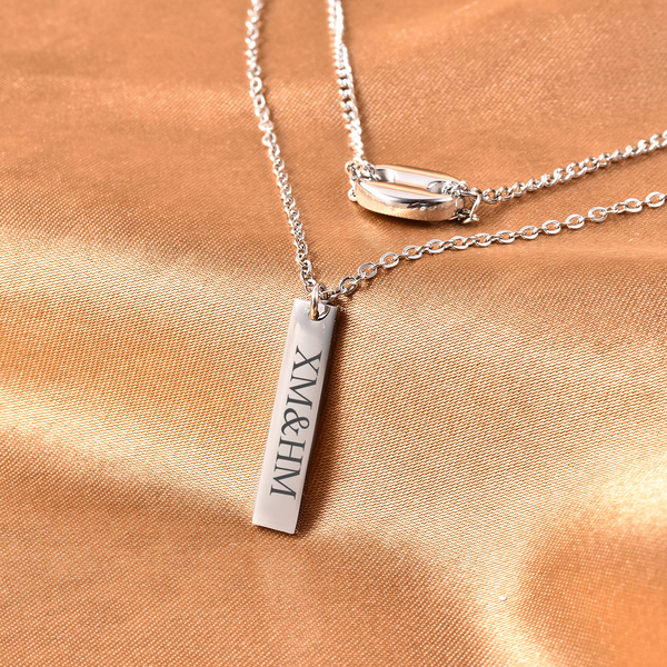 Personalised Engravable Bar Necklace, Size 16+2 Inch, Stainless Steel