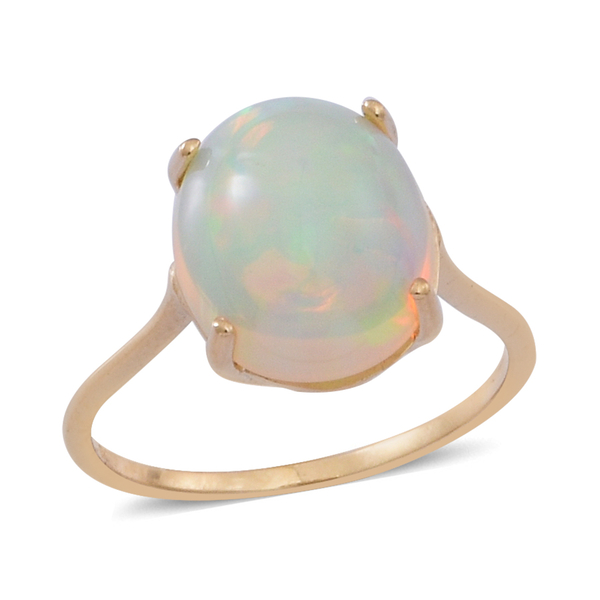 9K Y Gold AAA Ethiopian Welo Opal (Ovl) Solitaire Ring 3.500 Ct.