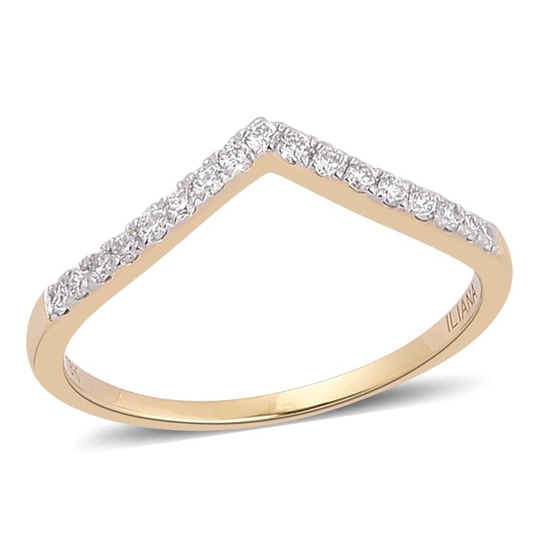ILIANA 18K Yellow Gold 0.25 Carat IGI Certified Diamond SI G-H Wishbone Ring
