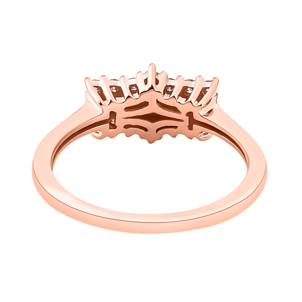 9K Rose Gold Natural Pink Diamond Boat Ring 0.33 Ct.