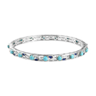 Arizona Sleeping Beauty Turquoise Enamelled Bangle (Size 8) with Clasp in Platinum Overlay Sterling 