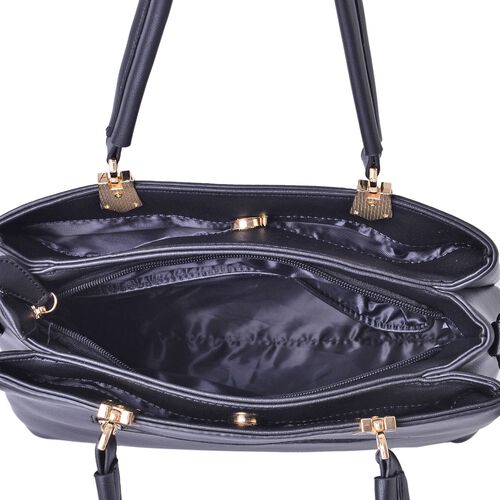 Darley Black Tote Bag with External Zipper Pocket and Adjustable and Removable Shoulder Strap ...