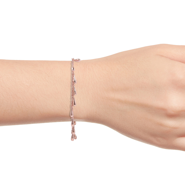 LucyQ - Multi Drip Bracelet (Size 7/7.5/8) in Rose Gold Overlay Sterling Silver, Silver wt 9.92 Gms