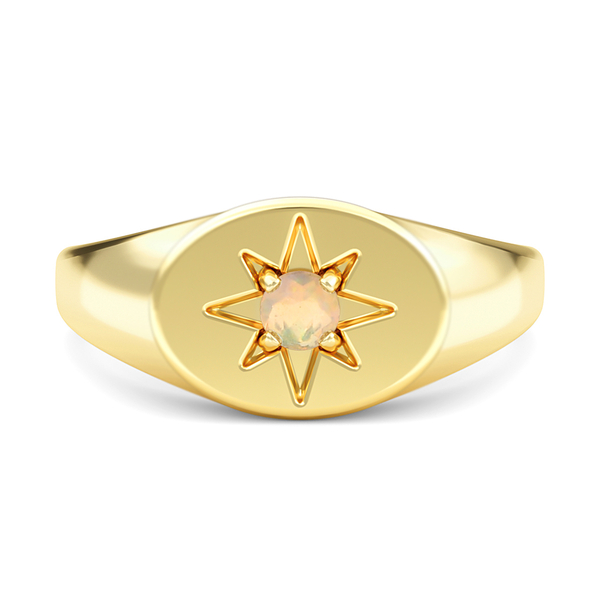 Ethiopian Welo Opal Ring in 14K Gold Overlay Sterling Silver.