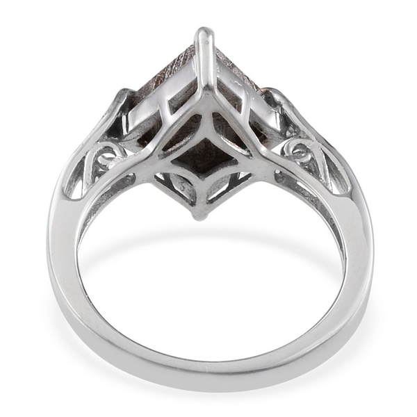 Meteorite and Boi Ploi Black Spinel Ring in Platinum Overlay Sterling Silver 6.400 Ct.
