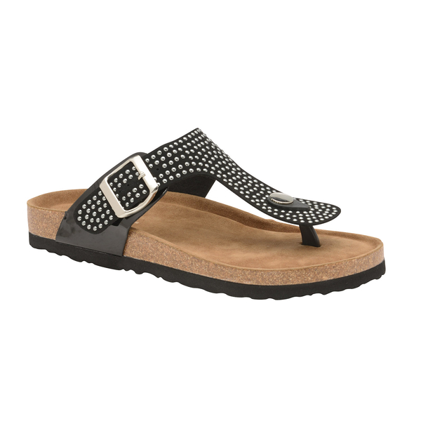 Dunlop Carmen Toe Post Flat Sandals (Size 7) - Black