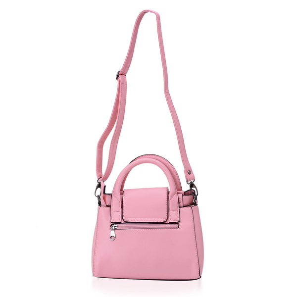 Pink Colour Tote Bag with External Zipper Pocket and Adjustable and Removable Shoulder Strap (Size 25x15x10 Cm)