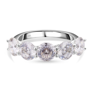 Moissanite Ring in Rhodium Overlay Sterling Silver 3.99 Ct.
