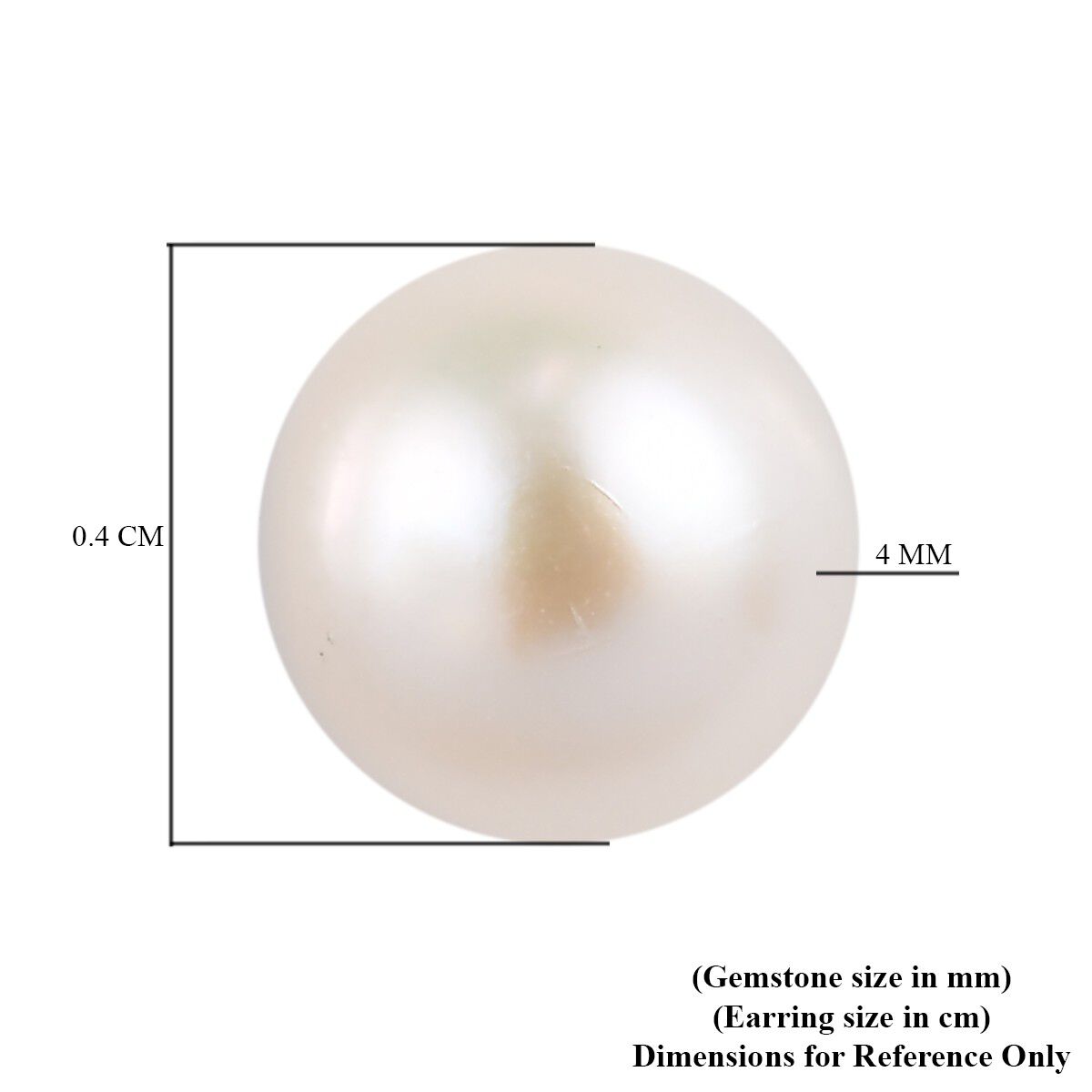 9K Yellow Gold Fresh Water Pearl Solitaire Stud Earrings in Rhodium Overlay