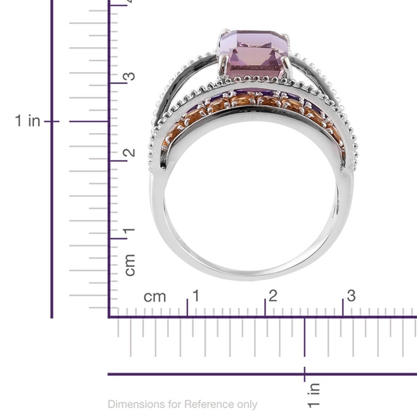 Anahi Ametrine (Oct 2.75 Ct), Citrine and Amethyst Ring in Platinum Overlay Sterling Silver 4.300 Ct.