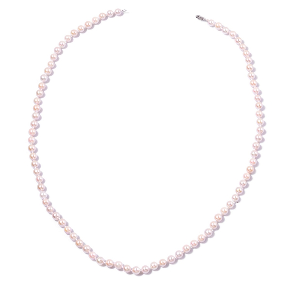 ILIANA 18K W Gold Very High Lustre Japanese Akoya Pearl (Round) Necklace (Size 20)