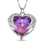 Simulated Mystic Topaz and Simulated Diamond Heart Pendant with Chain (Size 20 With 2 Inch Extender)