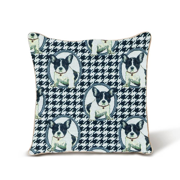 Signare French Bulldog Pattern Cushion Cover  (Size 45 cm)