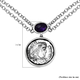 GP Roman Coin Collection - Amethyst and Kanchanaburi Blue Sapphire Necklace (Size - 18) With T-Bar Clasp in Sterling Silver 3.66 Ct, Silver Wt. 16.08 Gms