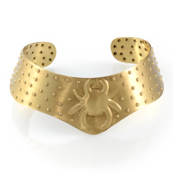 Crab Embossed Pattern Choker Necklace in Gold Plated 15 Inch