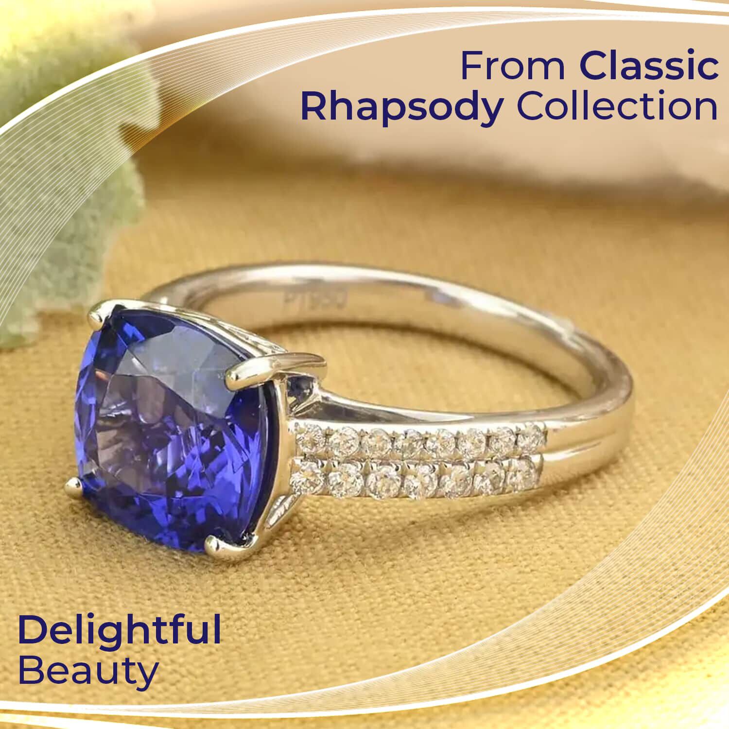 950 Platinum  AAAA  Tanzanite   White Diamond  VS Ring 3.24 ct,  Platinum Wt. 6.01 Gms  3.240  Ct.