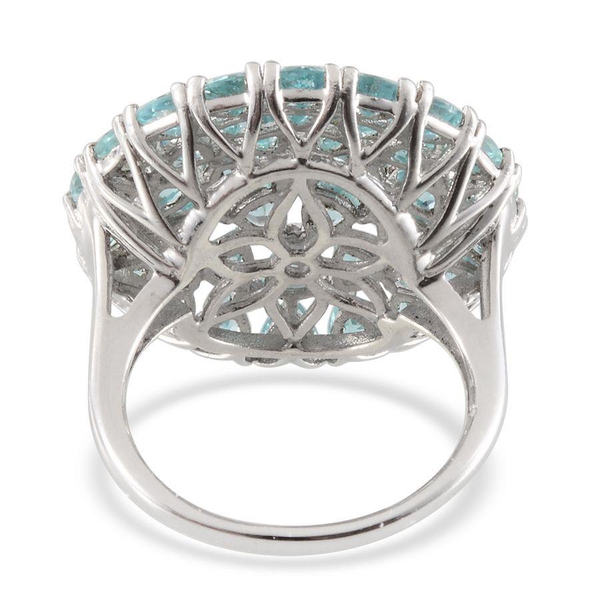 Paraibe Apatite (Trl) Cluster Ring in Platinum Overlay Sterling Silver 4.100 Ct.