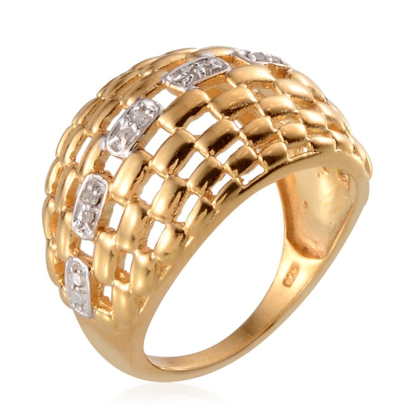 Diamond (Rnd) Ring in Yellow Gold Overlay Sterling Silver 0.100 Ct.