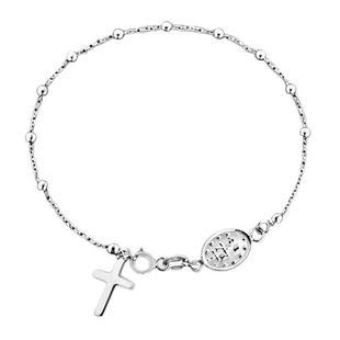 Sterling Silver Rosary Bracelet (Size 7.5) with Spring Ring Clasp.