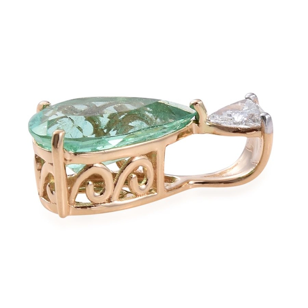 ILIANA 18K Y Gold Boyaca Colombian Emerald (Pear 2.65 Ct), Diamond Pendant 2.900 Ct.