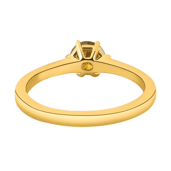 Yellow Diamond Solitaire Ring in Vermeil Yellow Gold Overlay Sterling Silver 0.55 Ct.