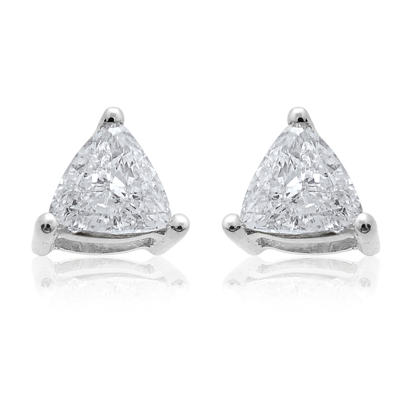 14K White Gold IGI Certified Diamond (Trl) (I1-I2/ G-H) Stud Earrings (with Screw Back) 0.450 Ct.