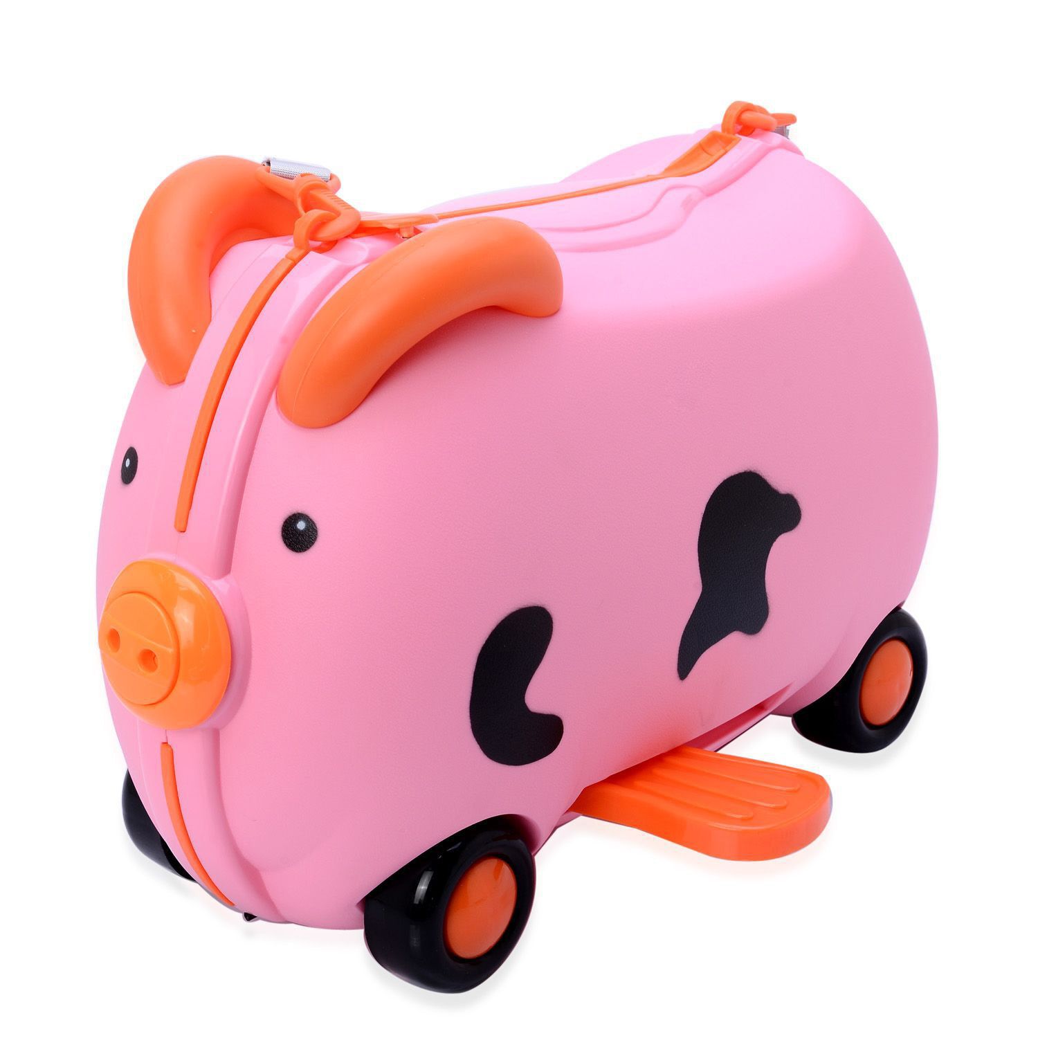Pink Colour Pig Shape Suitcase with Adjustable and Removable Shoulder Strap (Size 40x24x14 Cm)