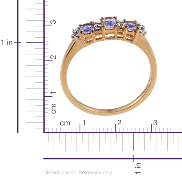 Tanzanite (Ovl), Diamond Ring, Pendant with Chain and Stud Earrings (with Push Back) in 14K Gold Overlay Sterling Silver 1.530 Ct.