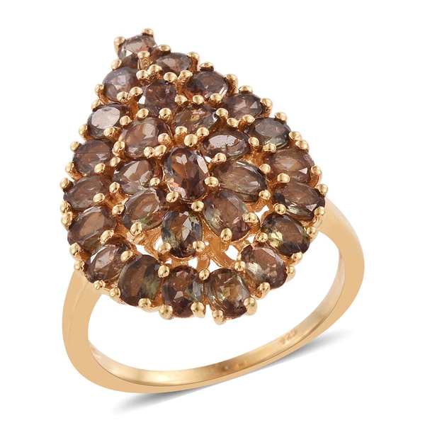 Jenipapo Andalusite (Ovl) Cluster Ring in 14K Gold Overlay Sterling Silver 4.500 Ct. Silver wt 5.22 