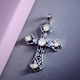 Artisan Crafted - Polki Diamond Cross Pendant in Platinum Overlay Sterling Silver 0.50 Ct.
