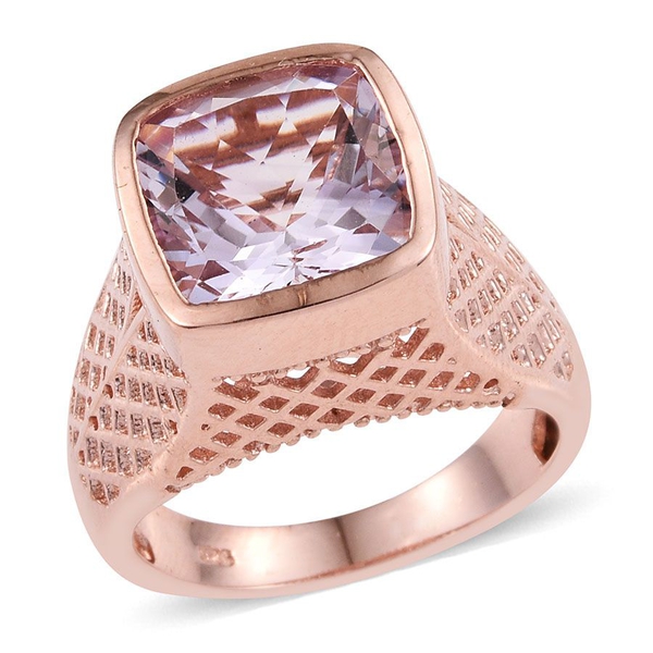 Rose De France Amethyst (Cush) Solitaire Ring in Rose Gold Overlay Sterling Silver 5.000 Ct. Silver 
