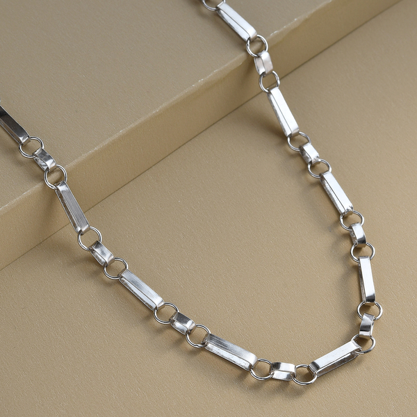 Hatton Garden Close Out Deal - Italian Made- Platinum Overlay Sterling Silver Figaro Belcher Necklace (Size - 24) With Lobster Clasp