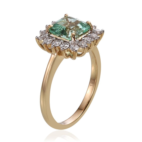 ILIANA 18K Y Gold Boyaca Colombian Emerald (Oct 1.90 Ct), Diamond Ring 2.500 Ct.