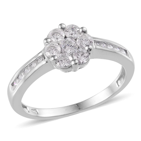Lustro Stella - Platinum Overlay Sterling Silver (Rnd) Ring Made with Finest CZ 1.056 Ct.