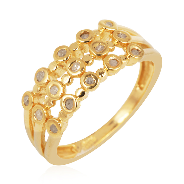Diamond (Rnd) Ring in Yellow Gold Overlay Sterling Silver 0.200 Ct.