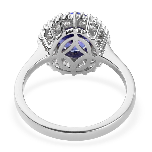 RHAPSODY 950 Platinum AAAA Tanzanite and Diamond (VS-E-F) Halo Ring 2.50 Ct, Platinum wt. 5.12 Gms