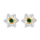 Socoto Emerald Floral Stud Earrings (with Push Back) in Platinum and Gold Overlay Sterling Silver