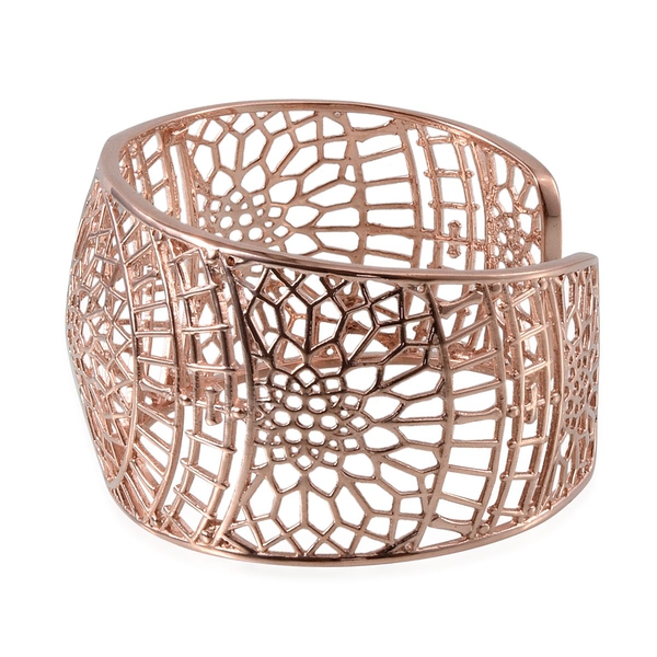 London Heritage Collection ION Plated 18K Rose Gold Bond Cuff Bangle (Size 7.5)