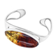 Natural Baltic Amber Cuff Bangle (Size - 7.5) in Sterling Silver, Silver Wt. 25.50 Gms