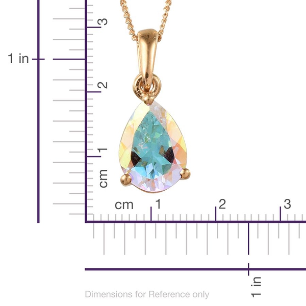 Mercury Mystic Topaz (Pear) Solitaire Pendant With Chain in 14K Gold Overlay Sterling Silver 1.900 Ct.