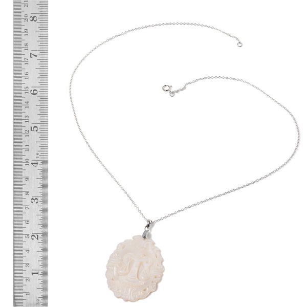 White Shell ZODIAC Libra Pendant With Chain in Sterling Silver