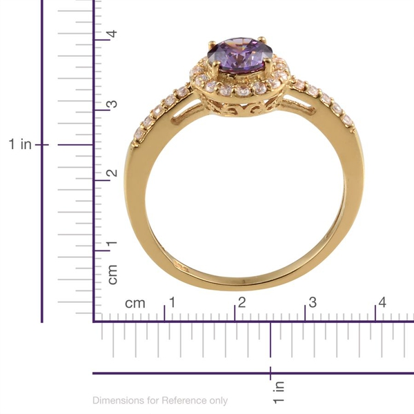 Lustro Stella Yellow Gold Plated Silver 1.17 Carat Made With Amethyst  Zirconia Halo Ring