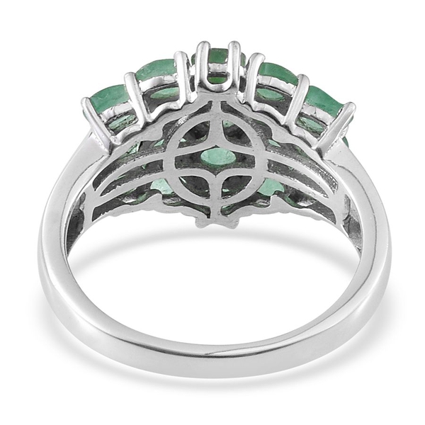 Kagem Zambian Emerald (Ovl) Cluster Ring in Platinum Overlay Sterling Silver 3.000 Ct.