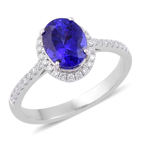 ILIANA 18K White Gold 2.15 Carat AAA Tanzanite Engagement Ring with Diamond SI G-H.