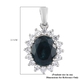 Teal Grandidierite (Ovl) and Natural Cambodian Zircon Pendant in Platinum Overlay Sterling Silver 3.070 Ct.
