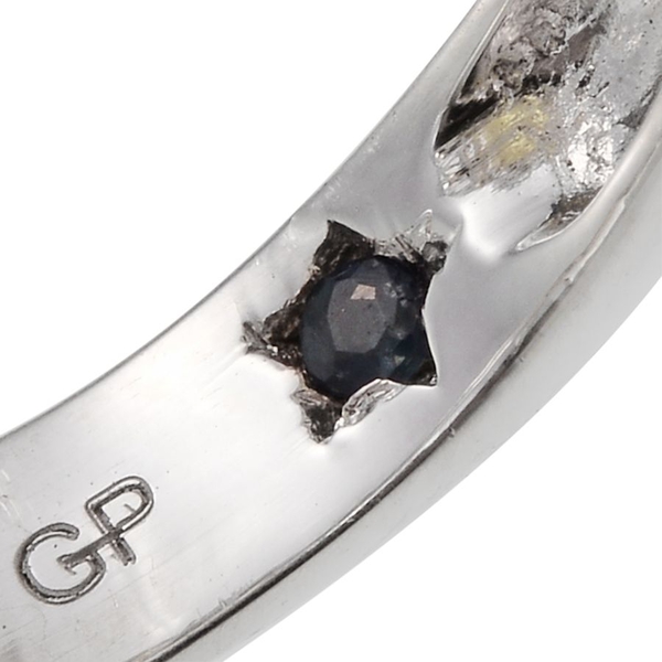 GP Lemon Quartz (Ovl 12.65 Ct), Rhodolite Garnet, Boi Ploi Black Spinel, Kanchanaburi Blue Sapphire and White Topaz Ring in Platinum Overlay Sterling Silver 13.750 Ct.