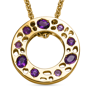 RACHEL GALLEY Amethyst Pendant With Chain (Size 18/24/30) in Vermeil Yellow Gold Overlay Sterling Si