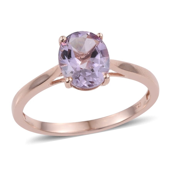 Rose De France Amethyst (Ovl) Solitaire Ring in Rose Gold Overlay Sterling Silver 2.250 Ct.