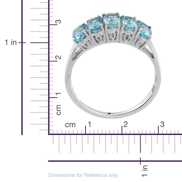 Paraibe Apatite (Ovl) 5 Stone Ring in Platinum Overlay Sterling Silver 2.500 Ct.