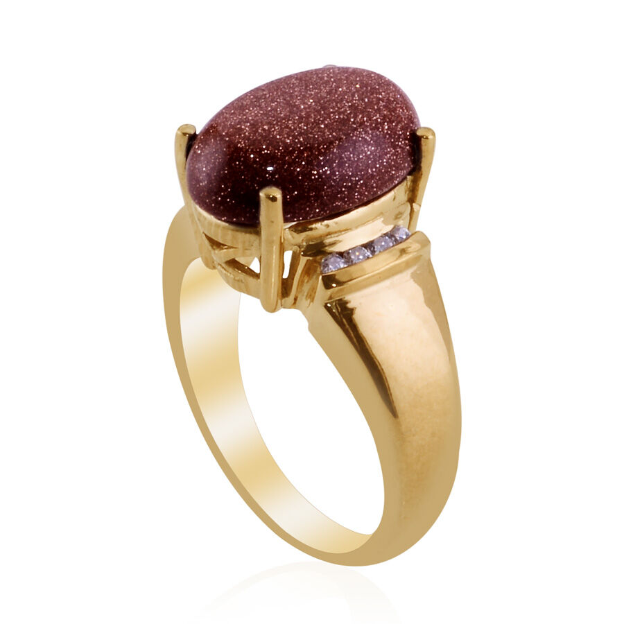 KARIS Collection - Gold Sandstone Simulated Diamond Gold Bond Brass Ring   5.030  Ct.